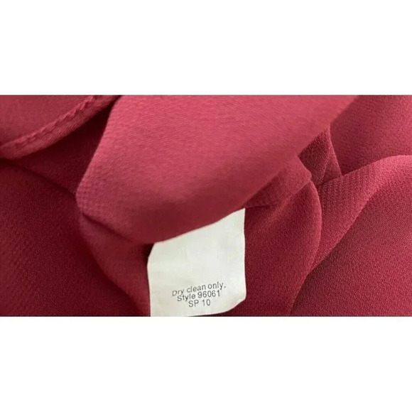 J.crew Burgundy Cocktail Dress V-neck Cap Sleeve Impire Waist 100% Silk Size 10 - Picture 13 of 13